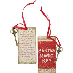 Santas Magic Key With Decorative Tag Ribbon Holiday Tradition Front Door